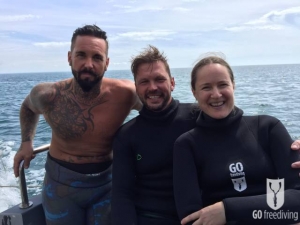 Jimmy Doherty, lee janes and Emma Farrell Spearfishing on Jamie and Jimmy's Friday night feast Shoot