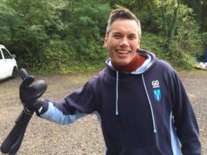 go freediving instructor david mellor with his new gloves